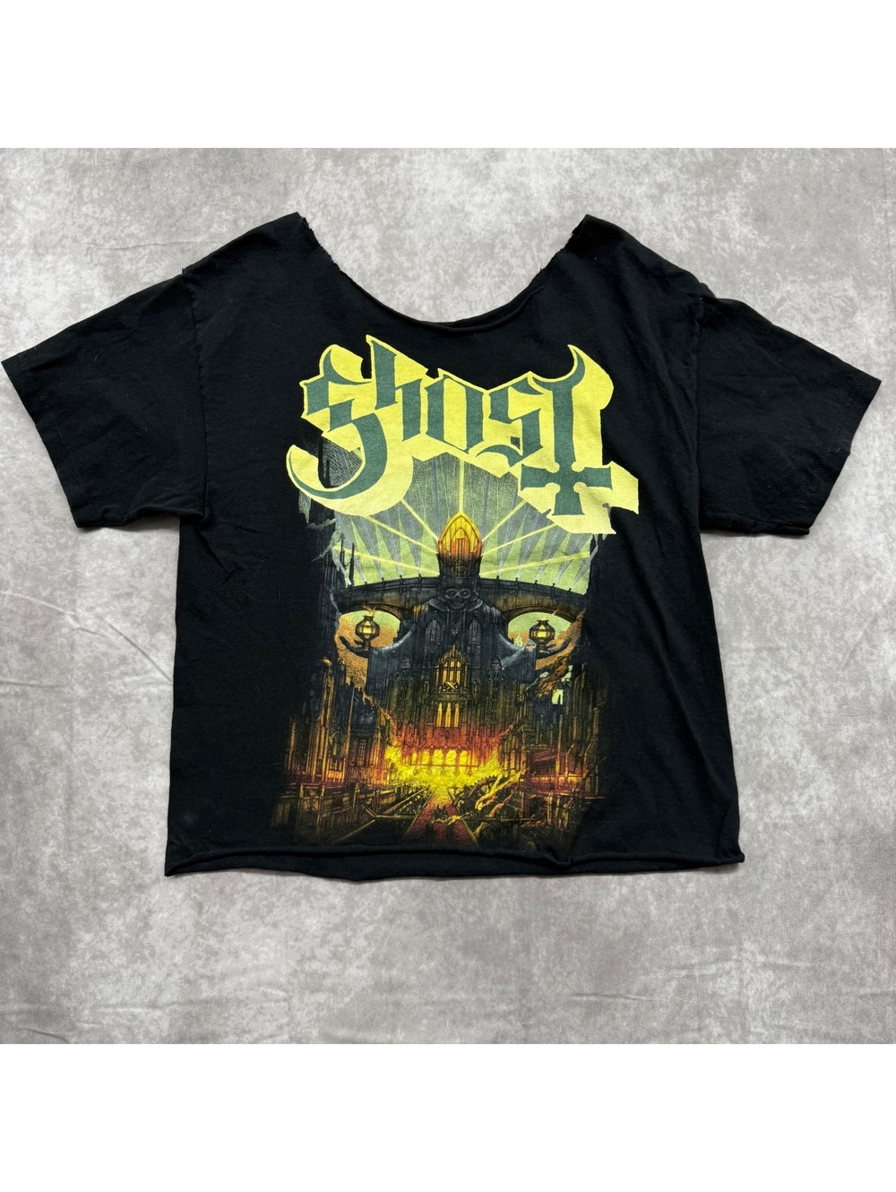Ghost Band Meliora Album Graphic Chopped Crop Top T-Shirt Womens Small/Medium